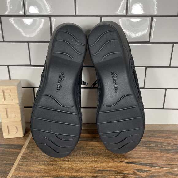 Clarks Channing Kim Women's Size 6.5 Shoes Black Leather Lizard Print Loafers - Picture 7 of 12